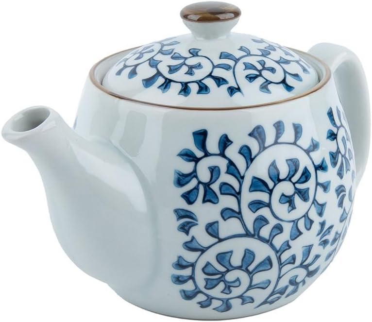 Daiso Ceramic Teapot 400ml Blue Floral Japanese Tea Pot - Image 1